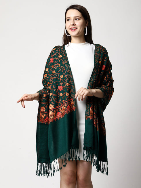 Women's Aari Embroidery Wool Stole